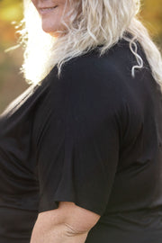 WAREHOUSE Chloe Cozy Tee - Black | Women's V-Neck Top