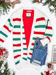 WAREHOUSE Stripe Cardigan - Christmas Stripe