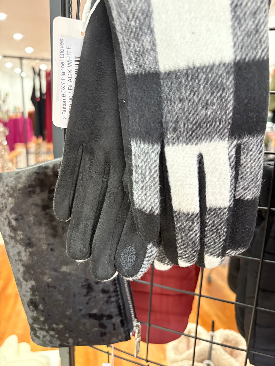 2 Button BOXY Flannel Gloves FINAL SALE