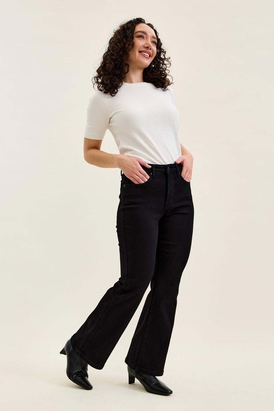 Petite Length Tummy Control Bootcut- Jet Black