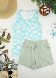 WAREHOUSE ONLY Ava Tank - Aqua Palm FINAL SALE