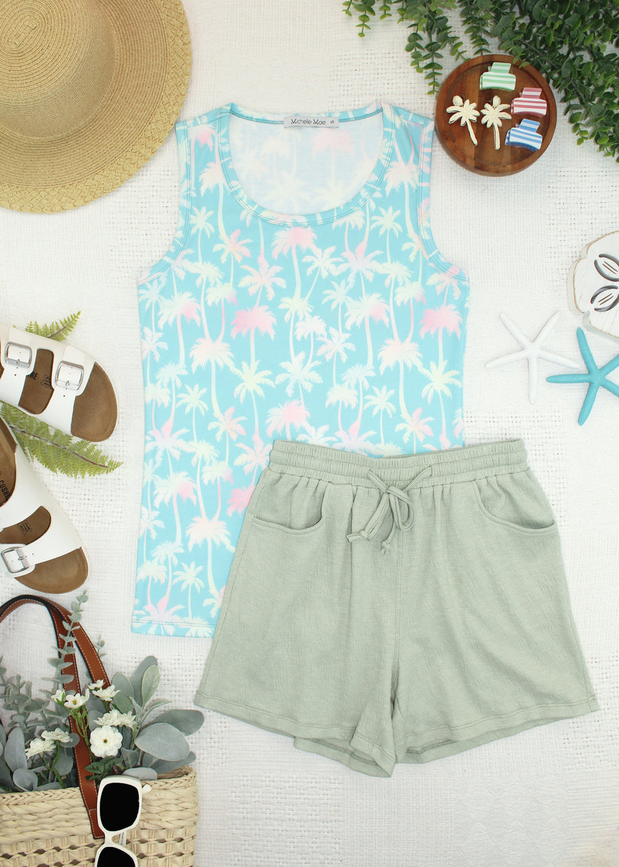 WAREHOUSE ONLY Ava Tank - Aqua Palm FINAL SALE