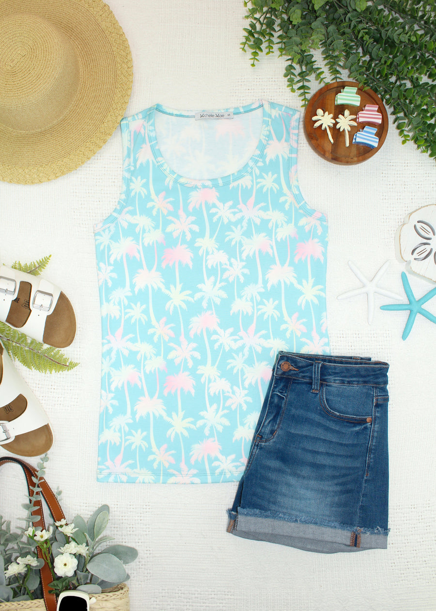 WAREHOUSE ONLY Ava Tank - Aqua Palm FINAL SALE