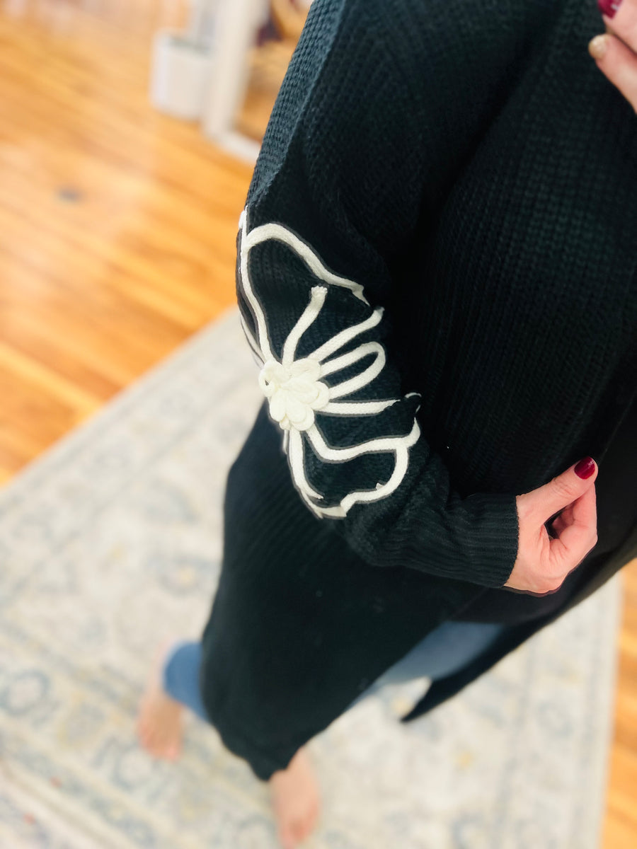 Black & White Embroidered Duster Cardigan FINAL SALE