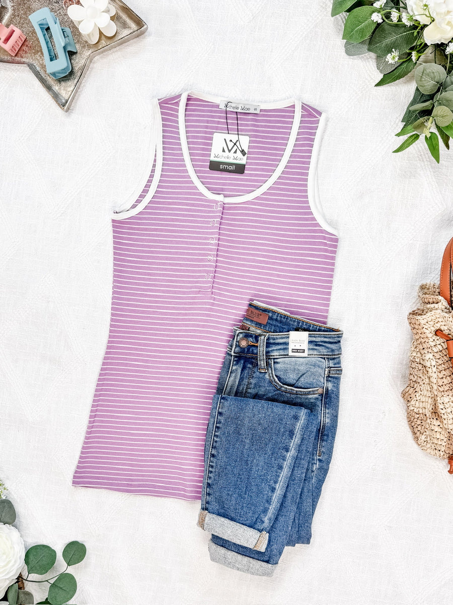 WAREHOUSE Shiloh Button Snap Tank - Purple