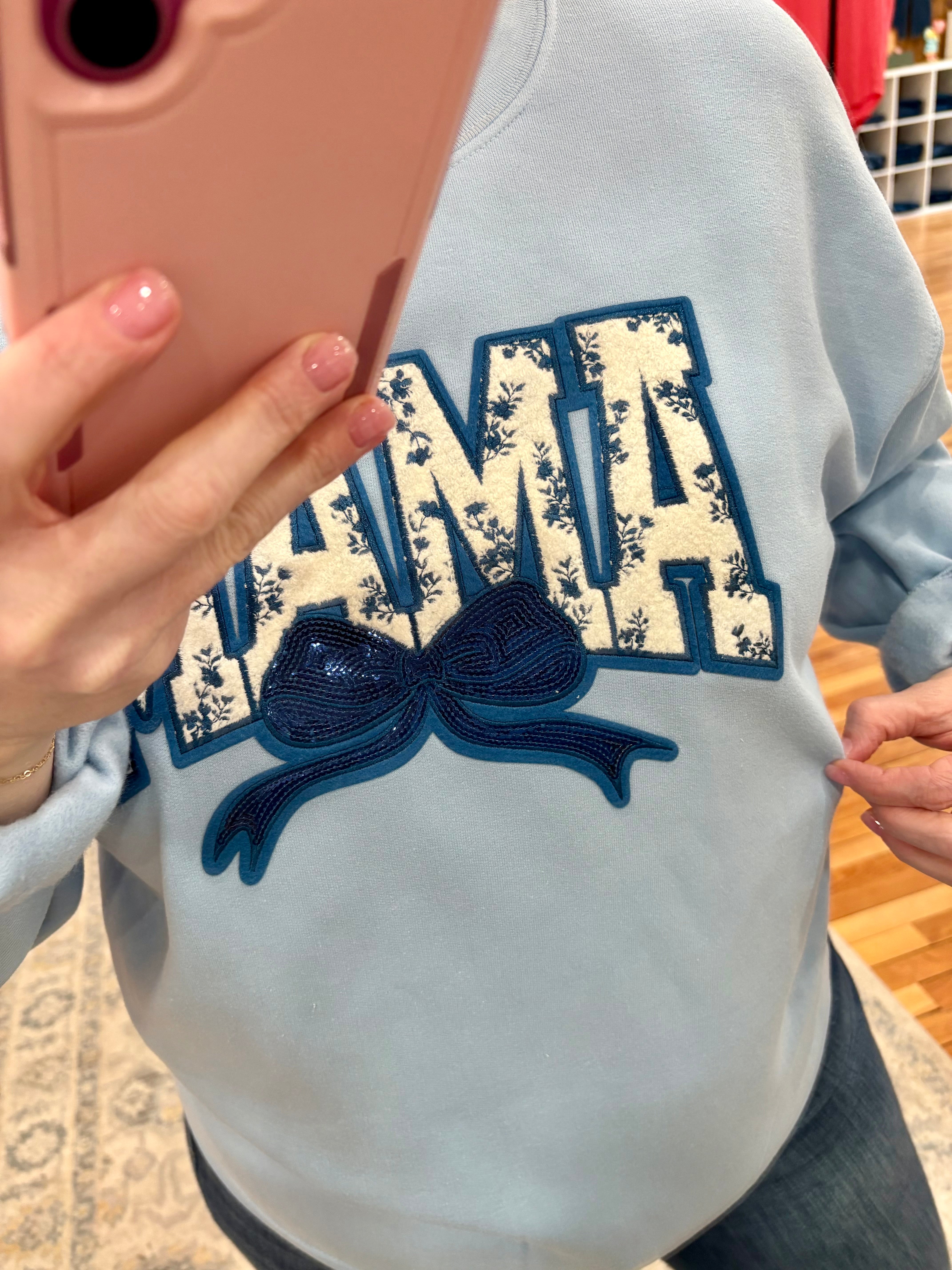 Navy Chino Mama Patch Pullover