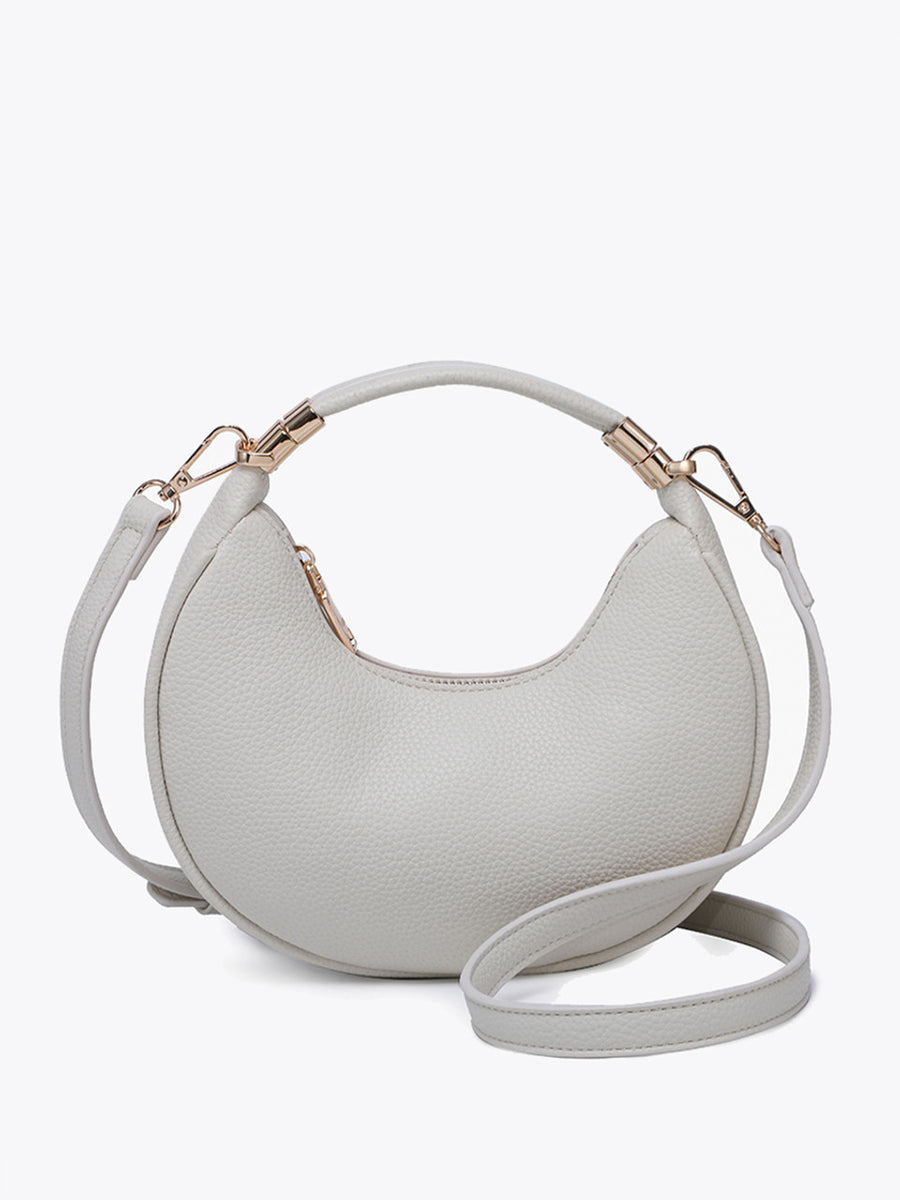 Baghdad Half-Moon Crossbody w/ Convertible Snap- Off White
