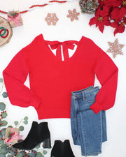 WAREHOUSE ONLY Bethany Bow Knit Sweater - Red