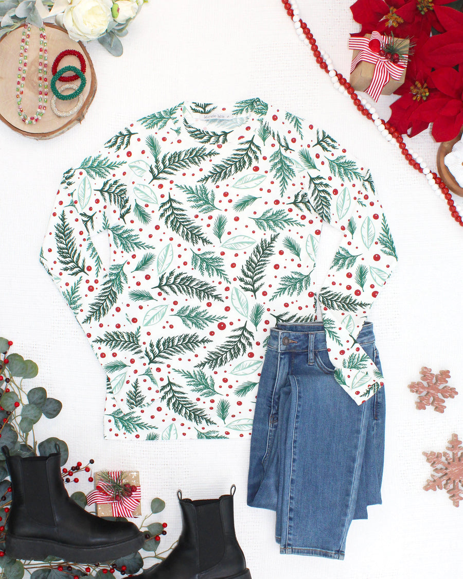 WAREHOUSE ONLY Blair Long Sleeve Top - Berry + Pine
