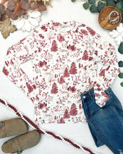WAREHOUSE ONLY Blair Long Sleeve Top - Cranberry Woodland
