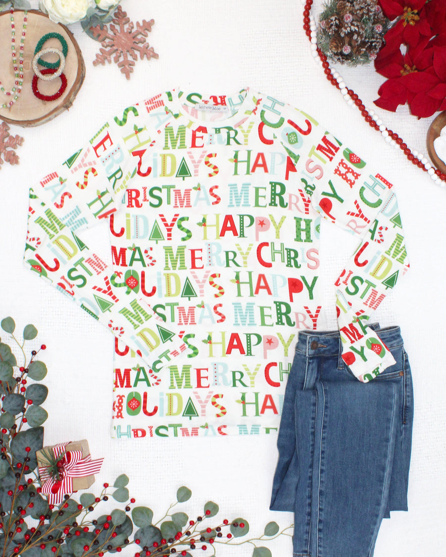 WAREHOUSE ONLY Blair Long Sleeve Top - Merry Christmas
