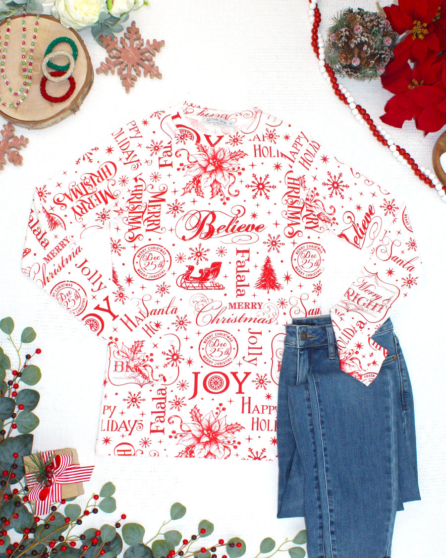 WAREHOUSE ONLY Blair Long Sleeve Top - Merry & Bright