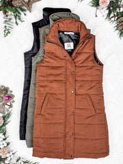 WAREHOUSE Harlow Long Vest - Cinnamon