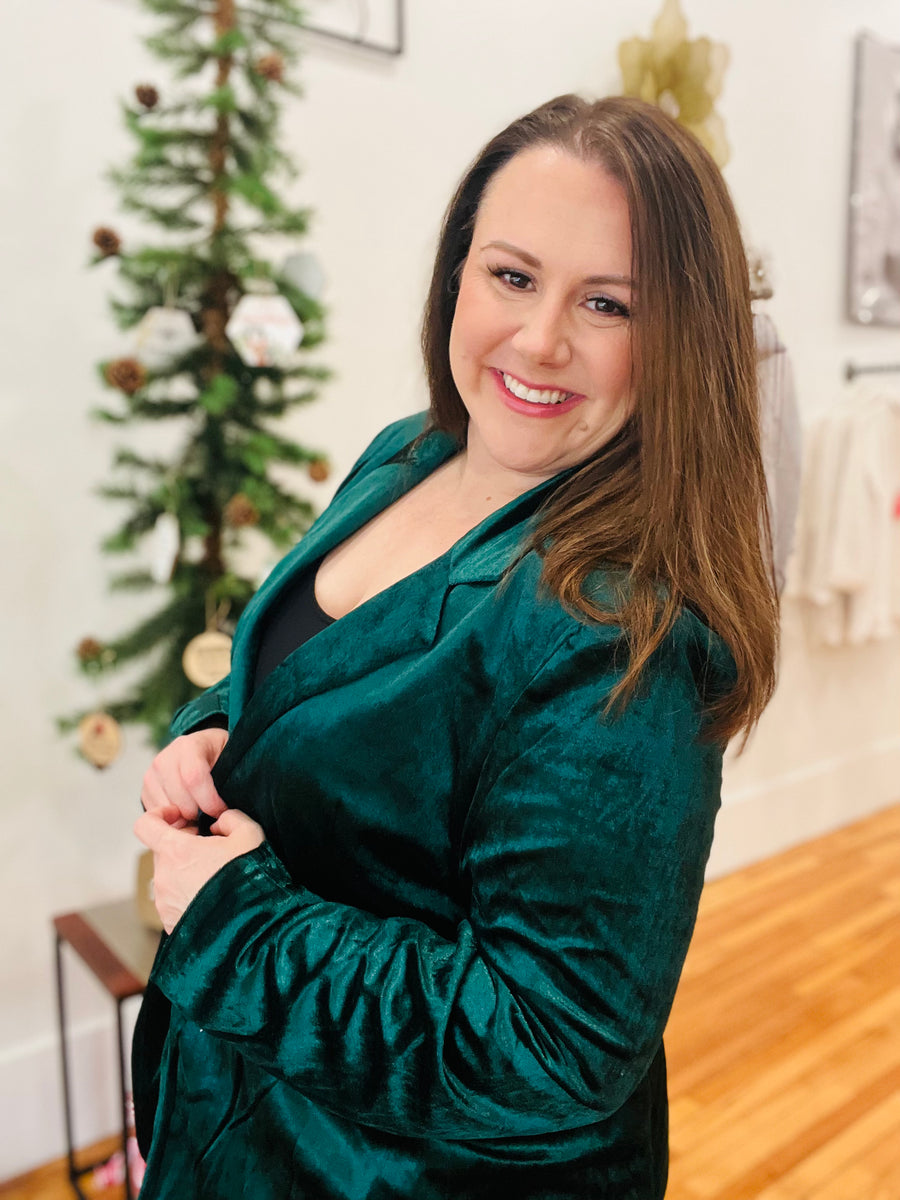 Velvet Blazer- Hunter Green FINAL SALE
