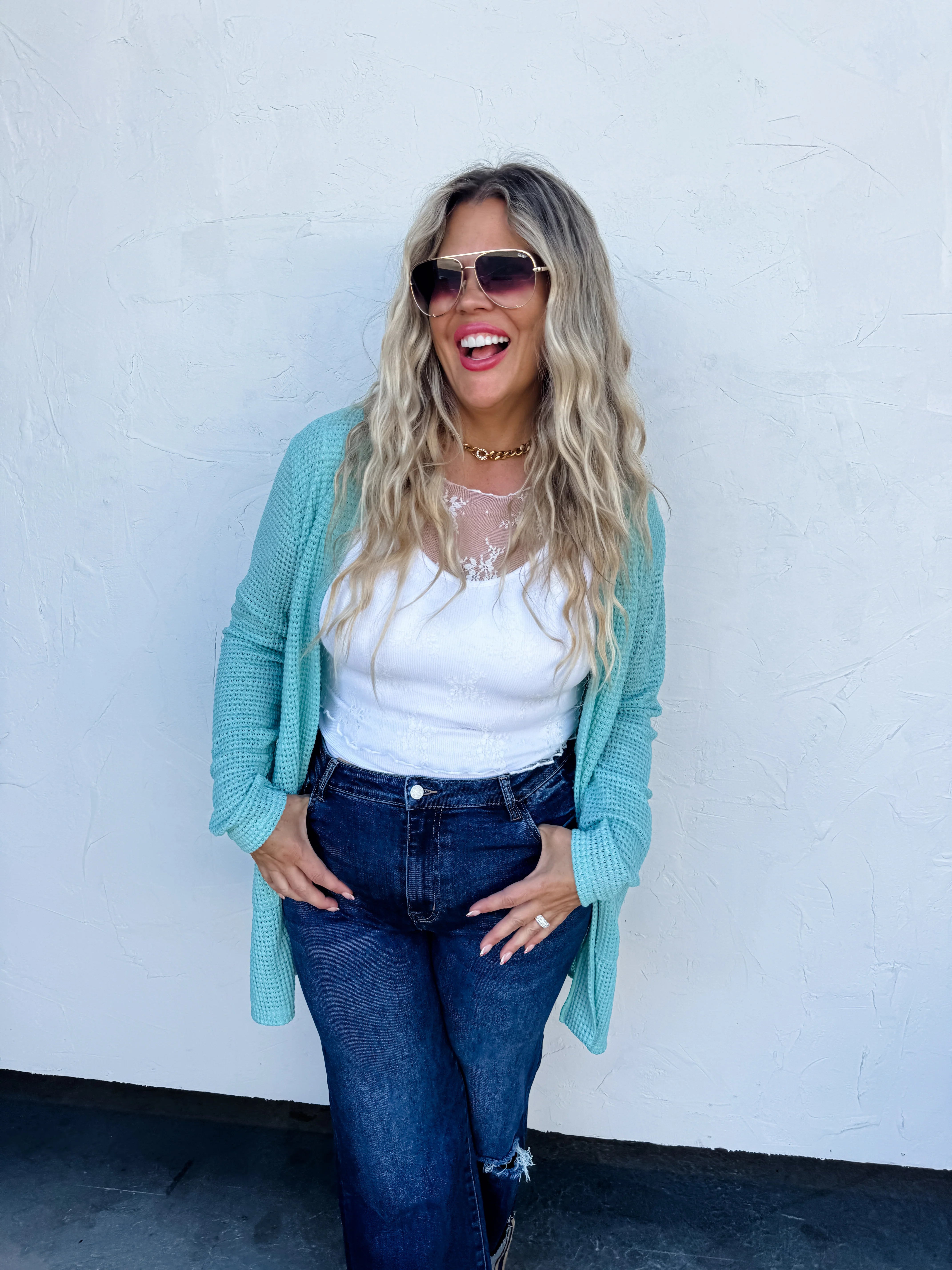 Lola Cardigan- Aqua