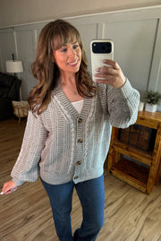 WAREHOUSE ONLY Cable Cardigan - Grey