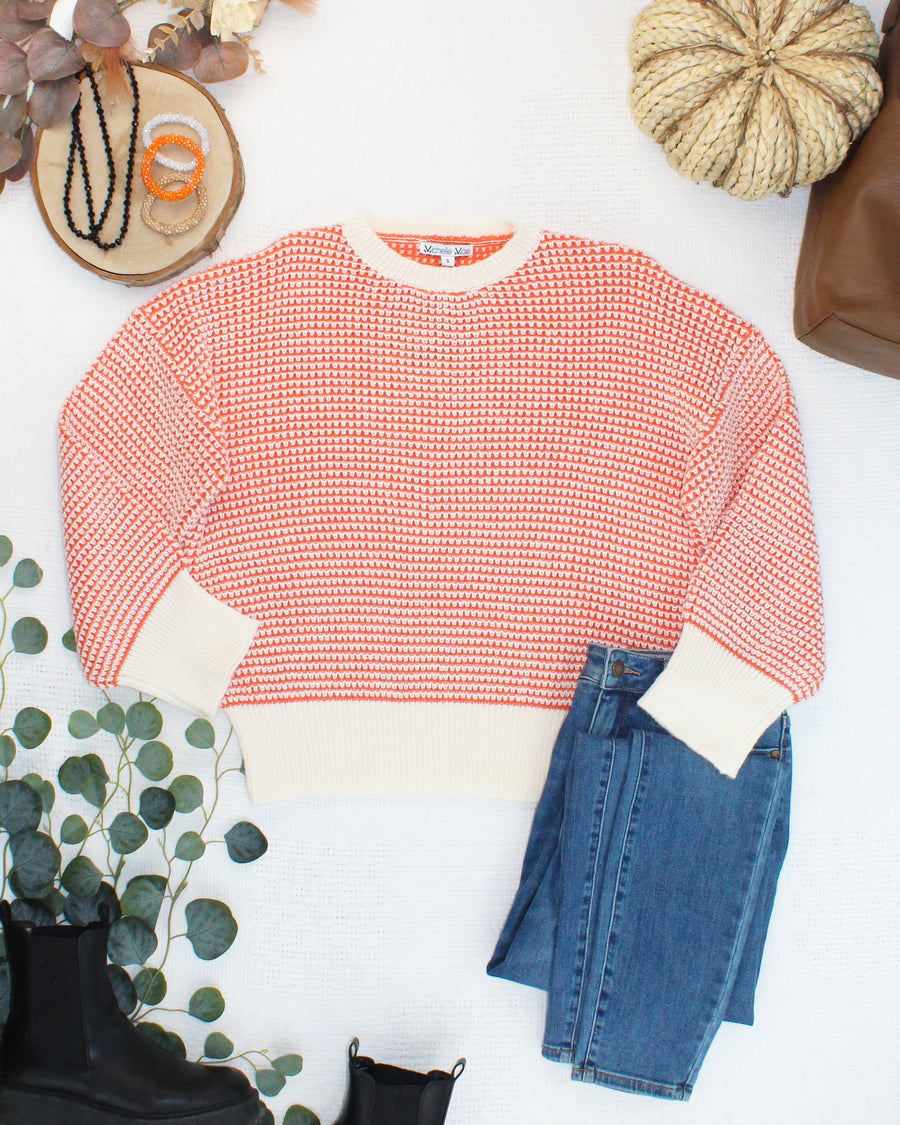 WAREHOUSE ONLY Charlotte Sweater - Orange and Ivory