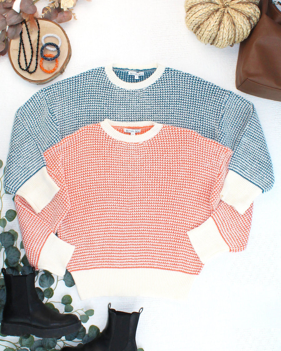 WAREHOUSE ONLY Charlotte Sweater - Orange and Ivory
