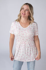 WAREHOUSE Sarah Ruffle Short Sleeve - Pretty in Pink Floral