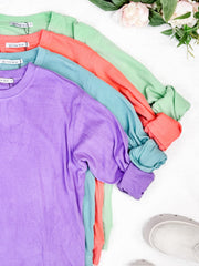 WAREHOUSE Corrine Ribbed Pullover Top - Coral