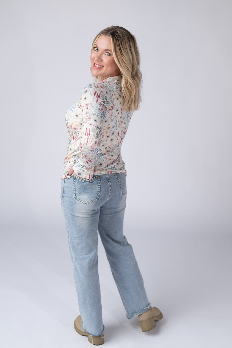 WAREHOUSE Blair Long Sleeve Top - Wildflower Gardens