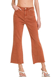 Acid Washed Bootcut Jeans- Rust