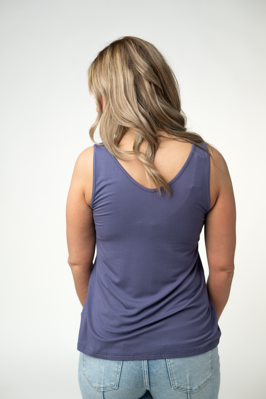 WAREHOUSE ONLY Vera V Neck Tank - Slate Purple FINAL SALE