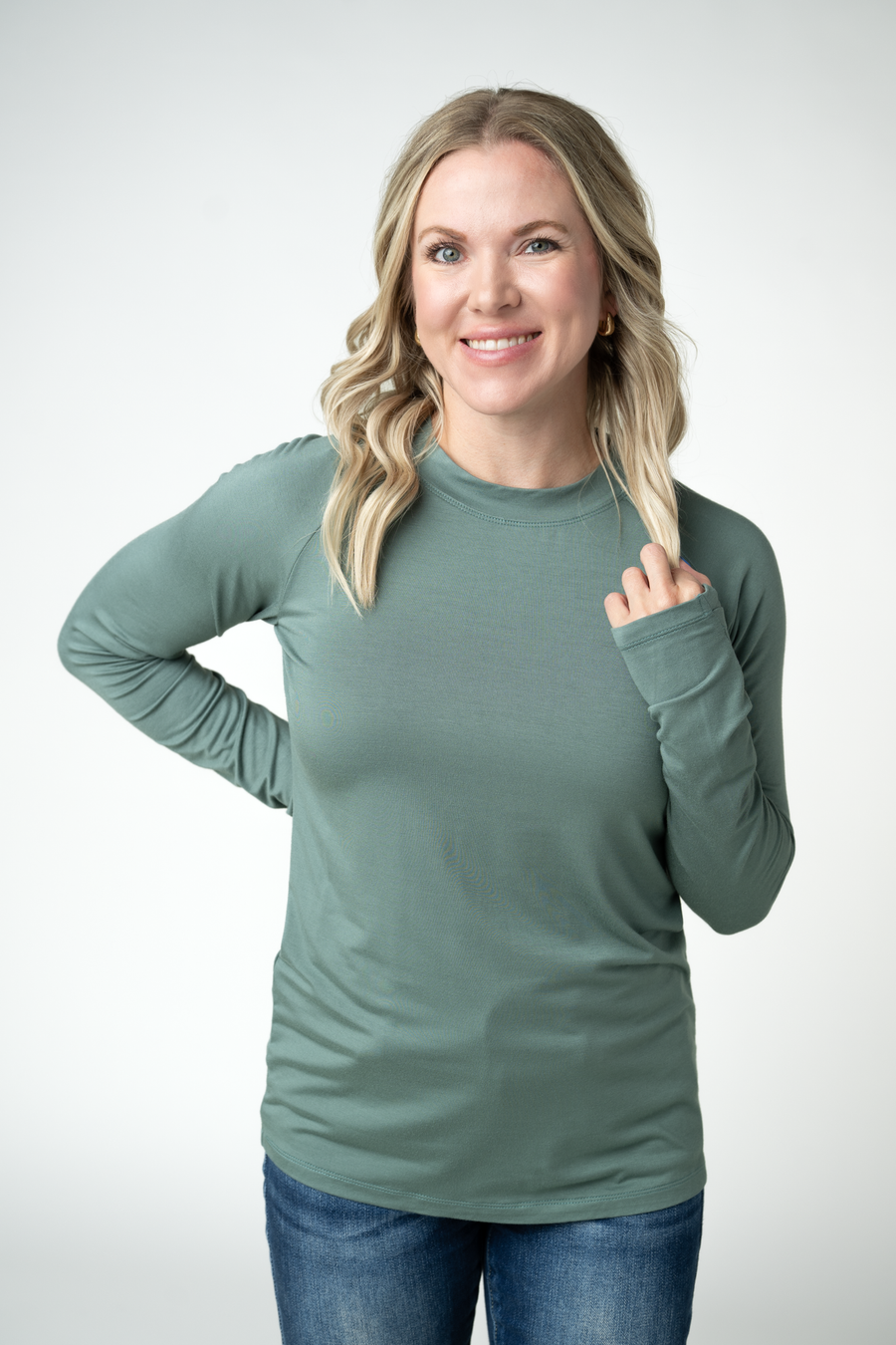 WAREHOUSE ONLY Blair Long Sleeve Top - Dusty Jade