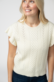 WAREHOUSE ONLY Felicity Flutter Sweater Top - Ivory