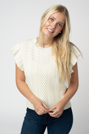 WAREHOUSE ONLY Felicity Flutter Sweater Top - Ivory