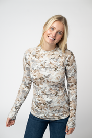 WAREHOUSE ONLY Blair Long Sleeve Top - Neutral Leaves