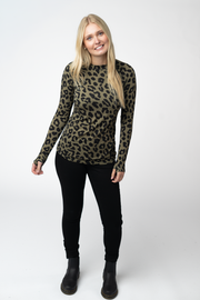 WAREHOUSE ONLY Blair Long Sleeve Top - Olive Animal Print