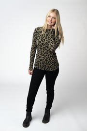 WAREHOUSE ONLY Blair Long Sleeve Top - Olive Animal Print