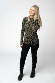 WAREHOUSE ONLY Blair Long Sleeve Top - Olive Animal Print