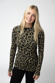WAREHOUSE ONLY Blair Long Sleeve Top - Olive Animal Print