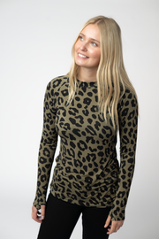 WAREHOUSE ONLY Blair Long Sleeve Top - Olive Animal Print