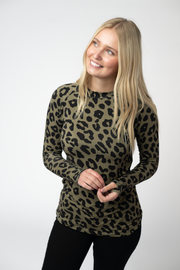 WAREHOUSE ONLY Blair Long Sleeve Top - Olive Animal Print