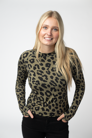 WAREHOUSE ONLY Blair Long Sleeve Top - Olive Animal Print