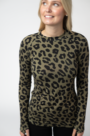 WAREHOUSE ONLY Blair Long Sleeve Top - Olive Animal Print