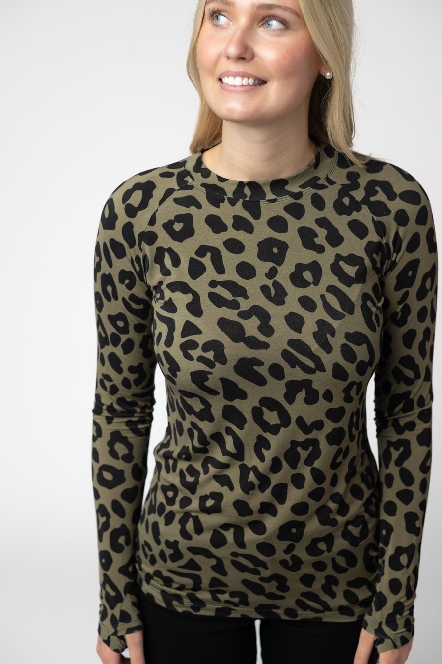 WAREHOUSE ONLY Blair Long Sleeve Top - Olive Animal Print