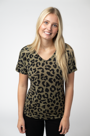 WAREHOUSE ONLY Chloe Cozy Top - Olive Animal Print