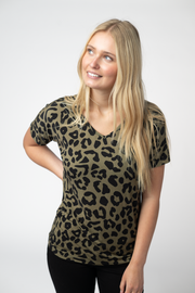 WAREHOUSE ONLY Chloe Cozy Top - Olive Animal Print