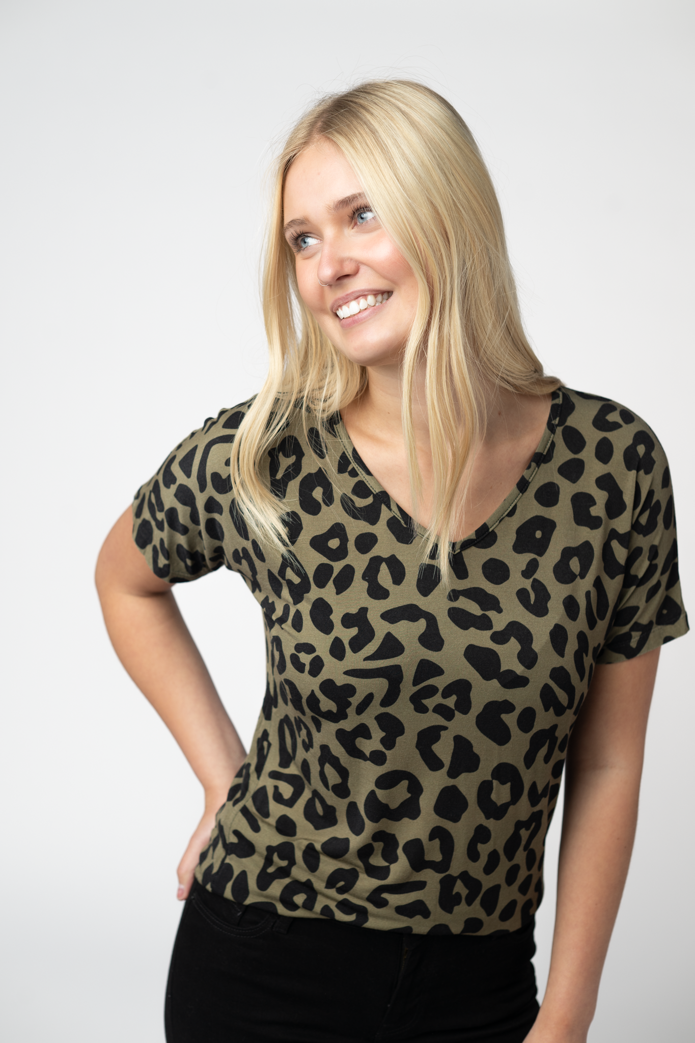WAREHOUSE ONLY Chloe Cozy Top - Olive Animal Print