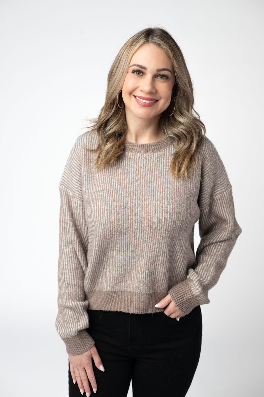 WAREHOUSE ONLY Josie Cozy Crew Sweater - Mocha