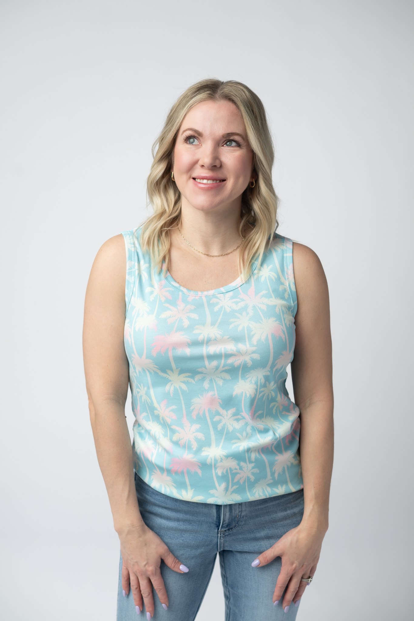 WAREHOUSE ONLY Ava Tank - Aqua Palm FINAL SALE