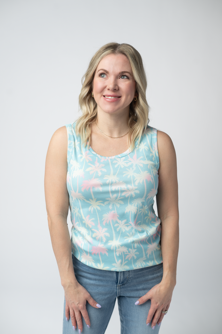 WAREHOUSE ONLY Ava Tank - Aqua Palm FINAL SALE