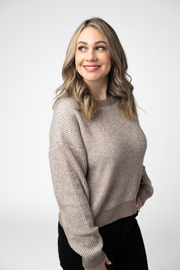 WAREHOUSE ONLY Josie Cozy Crew Sweater - Mocha