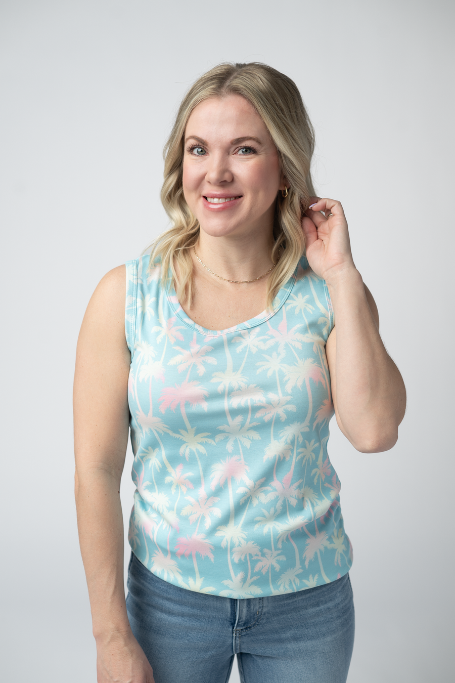 WAREHOUSE ONLY Ava Tank - Aqua Palm FINAL SALE