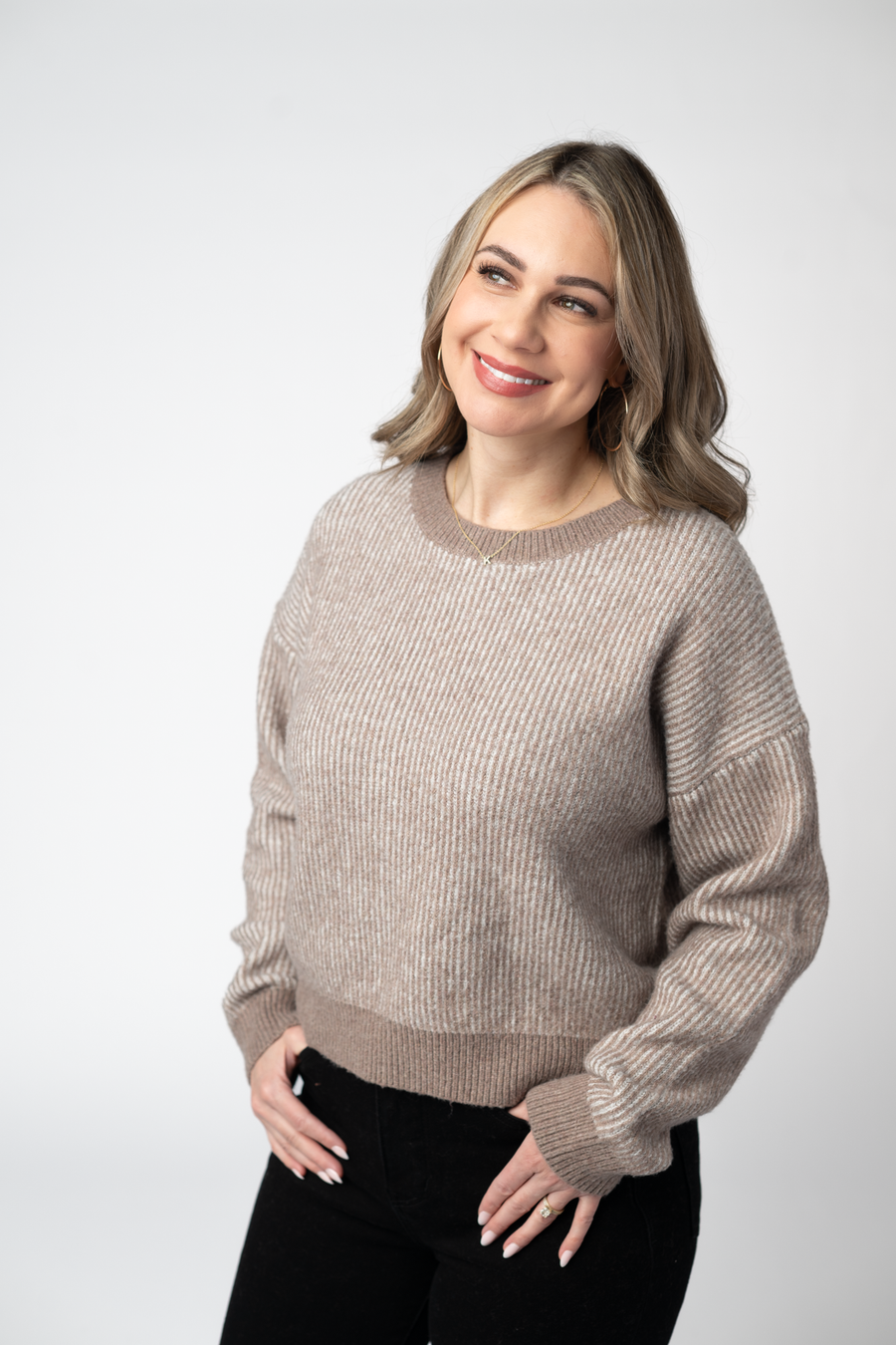 WAREHOUSE ONLY Josie Cozy Crew Sweater - Mocha