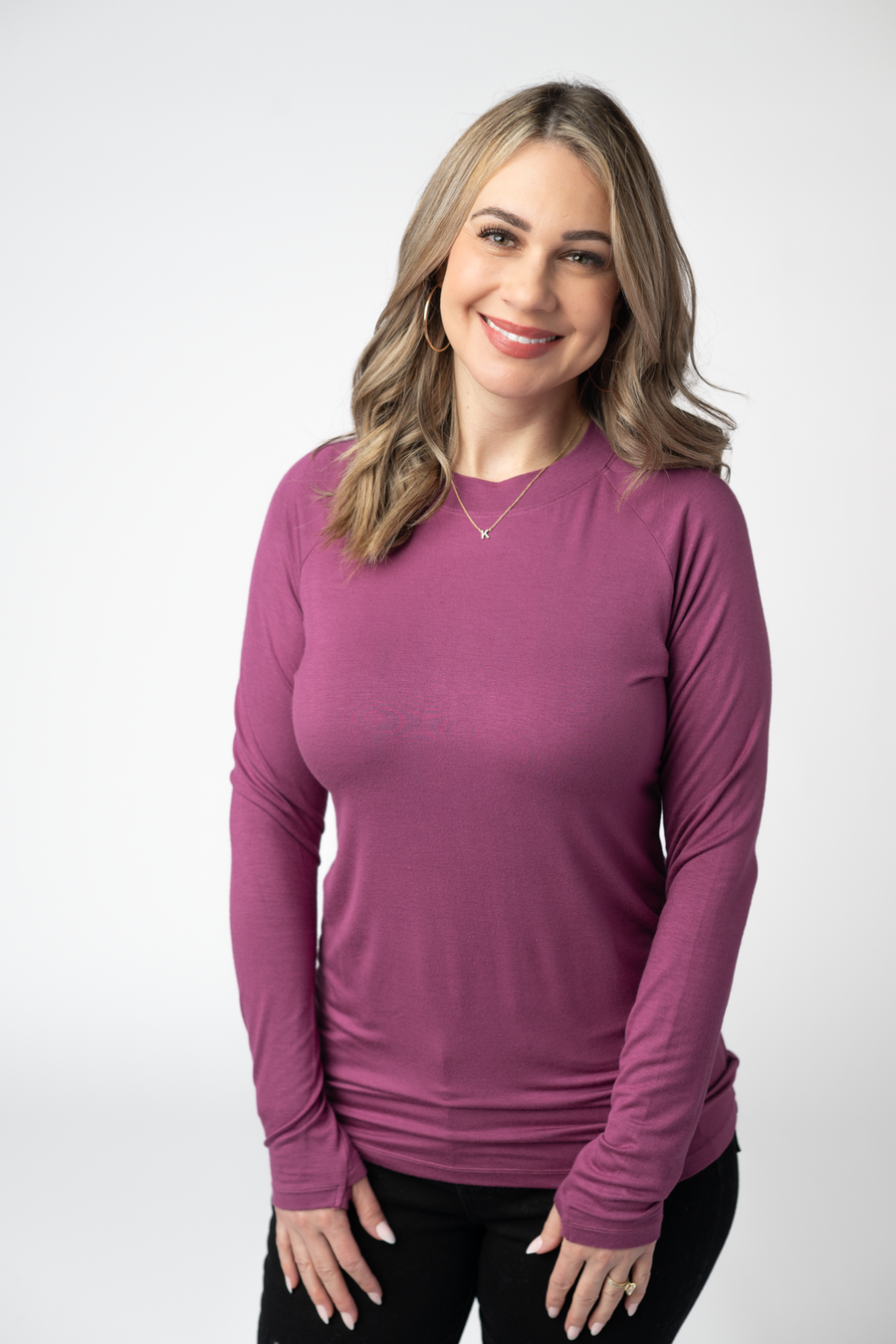 WAREHOUSE ONLY Blair Long Sleeve Top - Mulberry